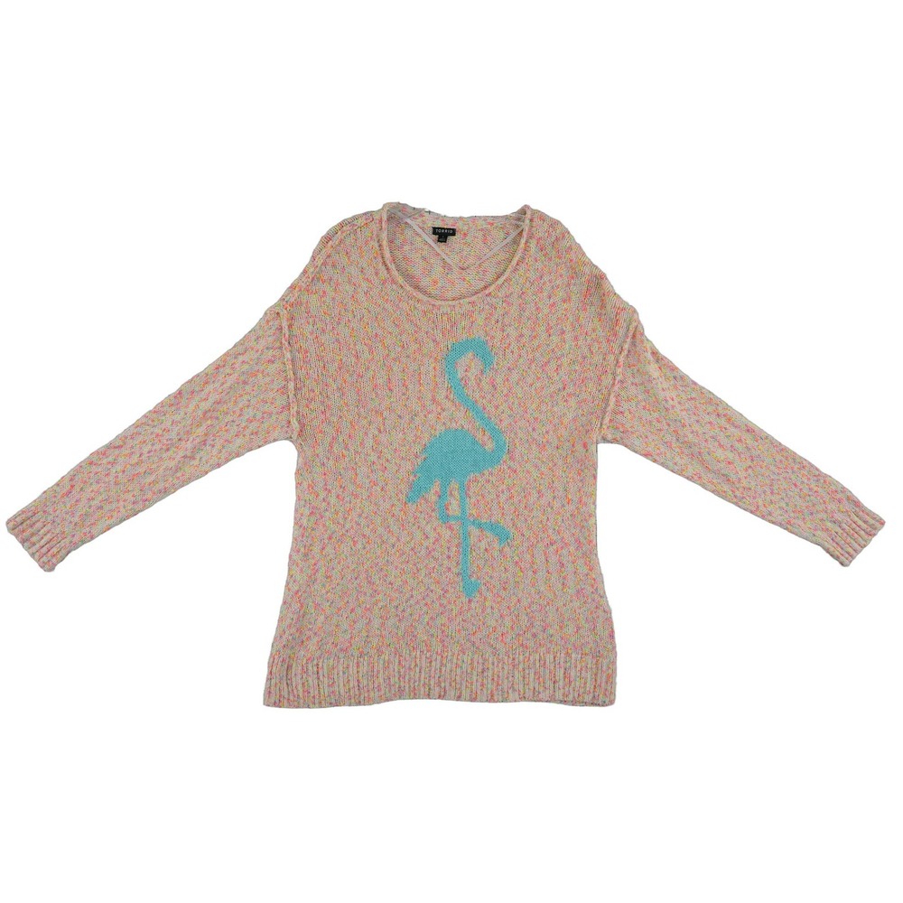 Torrid Flamingo Sweater Women's Size 1X Pink Multicolor Confetti Marl Relaxed